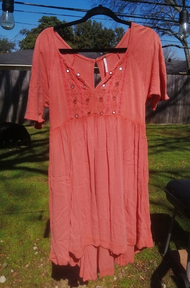Sold on M mirrored dots orange boho dress - Picture 3 of 7